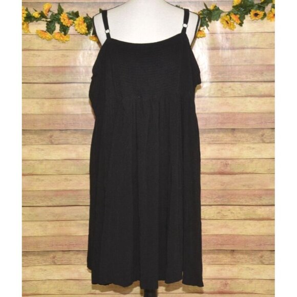 Torrid Black Sleeveless V-Neck Button Front Dress Plus Size 5X Smocked Back - Picture 7 of 10